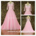 Pink bridal dress princess dress tulle net wedding dress long sleeve bow knot belt see through back alibaba wedding gown